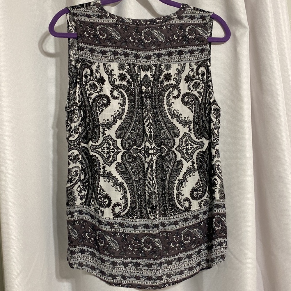 Lucky Brand Paisley Bohemian Front Tie Tank Top Size Large - Picture 6 of 6